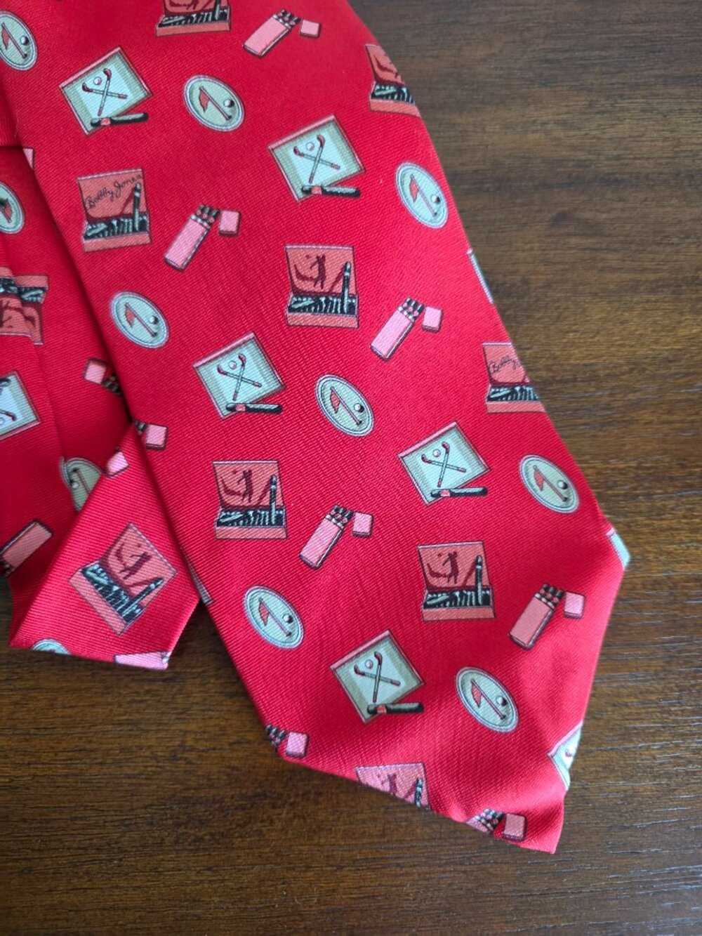 Bobby Jones Collection Men's 100% Silk Golf Neck Tie Red Made in USA